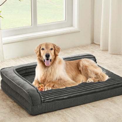 Orthopedic Dog Bed for Medium Dogs, Bolster Sides Dogs Sofa Bed with Removable Washable Cover & Non-Skid Bottom, Soft Pet Bed with Egg Foam Dog Couch for Sleeping, 31 X 25 Inch, Gray