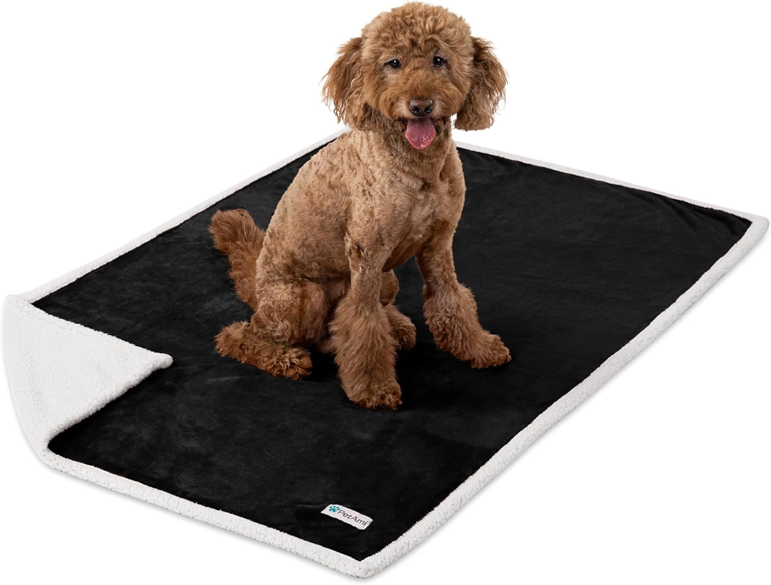 Waterproof Dog Blanket for Queen Bed Large XL Dog Throw for Couch Cover Leakproof Furniture Protection, Sherpa Fleece, Reversible Soft Washable 90X90 Light Gray