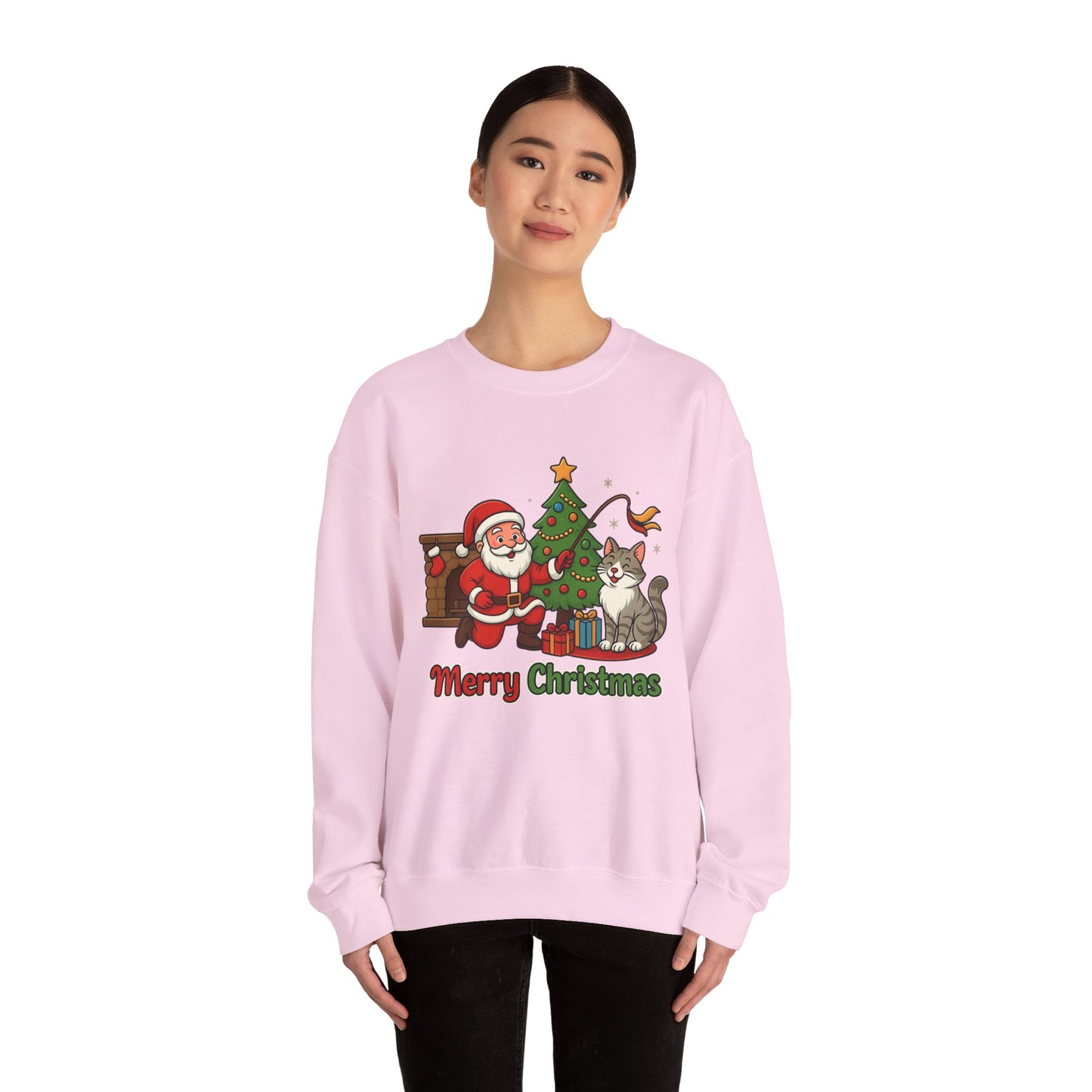 Merry Christmas Santa & Cat Holiday Crewneck