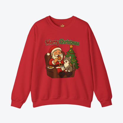 Merry Christmas Santa with Cat Crewneck
