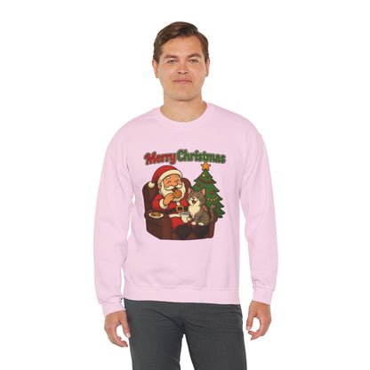 Merry Christmas Santa with Cat Crewneck