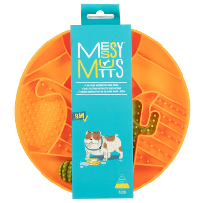 Messy Mutts Dog Silicone Interactive Lick Bowl Desert Pattern Orange