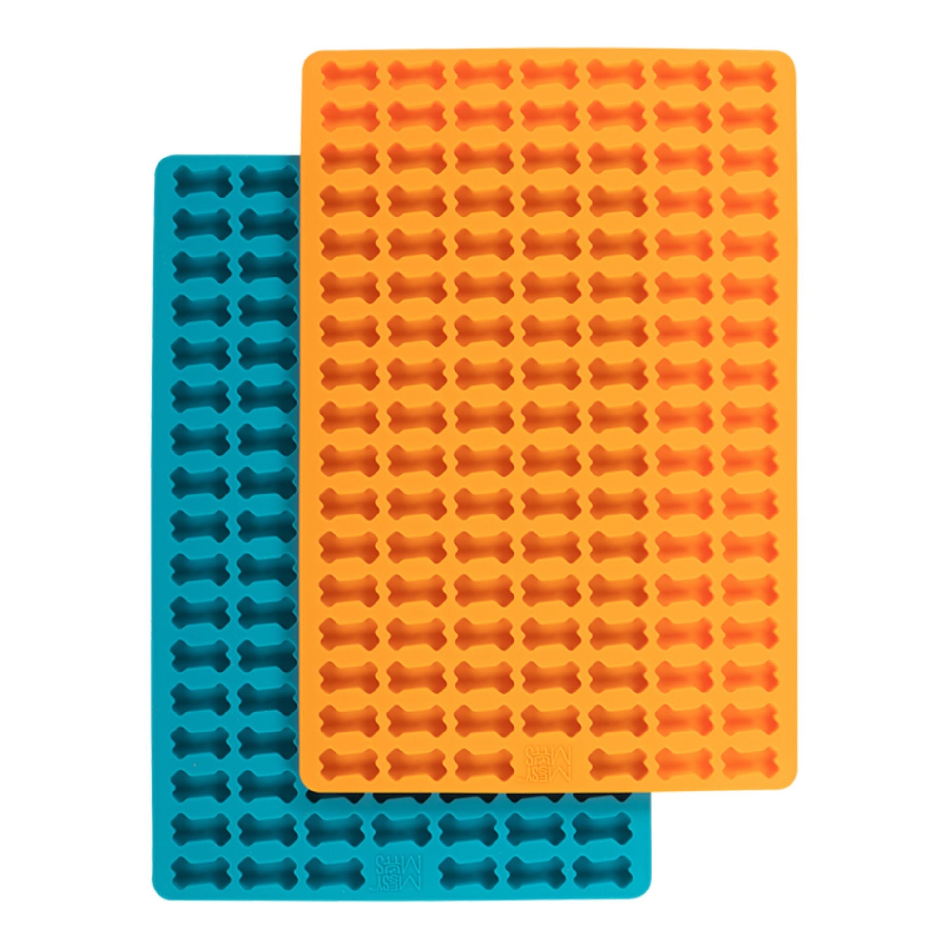 Messy Mutts Dog Silicone Mini Treat & Topper Making Mold Blue & Orange 2 Pack
