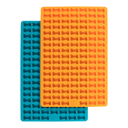 Messy Mutts Dog Silicone Mini Treat & Topper Making Mold Blue & Orange 2 Pack