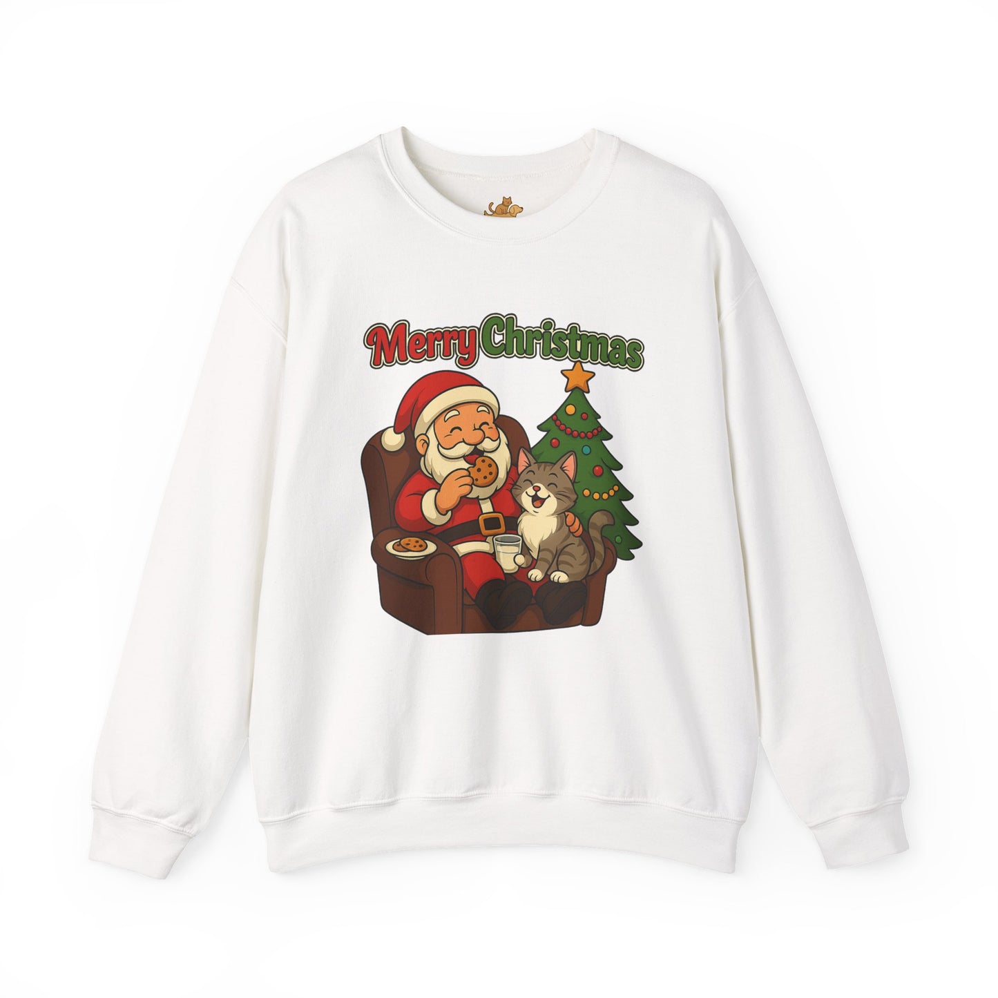 Merry Christmas Santa with Cat Crewneck