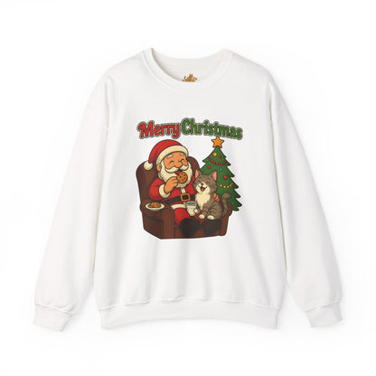 Merry Christmas Santa with Cat Crewneck