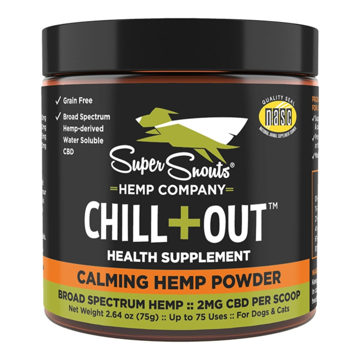 Super Snouts Dog & Cat Grain Free Chill + Out Calming Hemp Powder 75 Grams