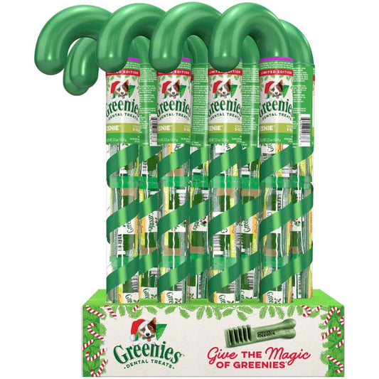 Greenies Holiday Limited Edition Packaging Dog Dental Treat Candy Cane Tube Teenie 12ea/2.24 oz, 8 ct