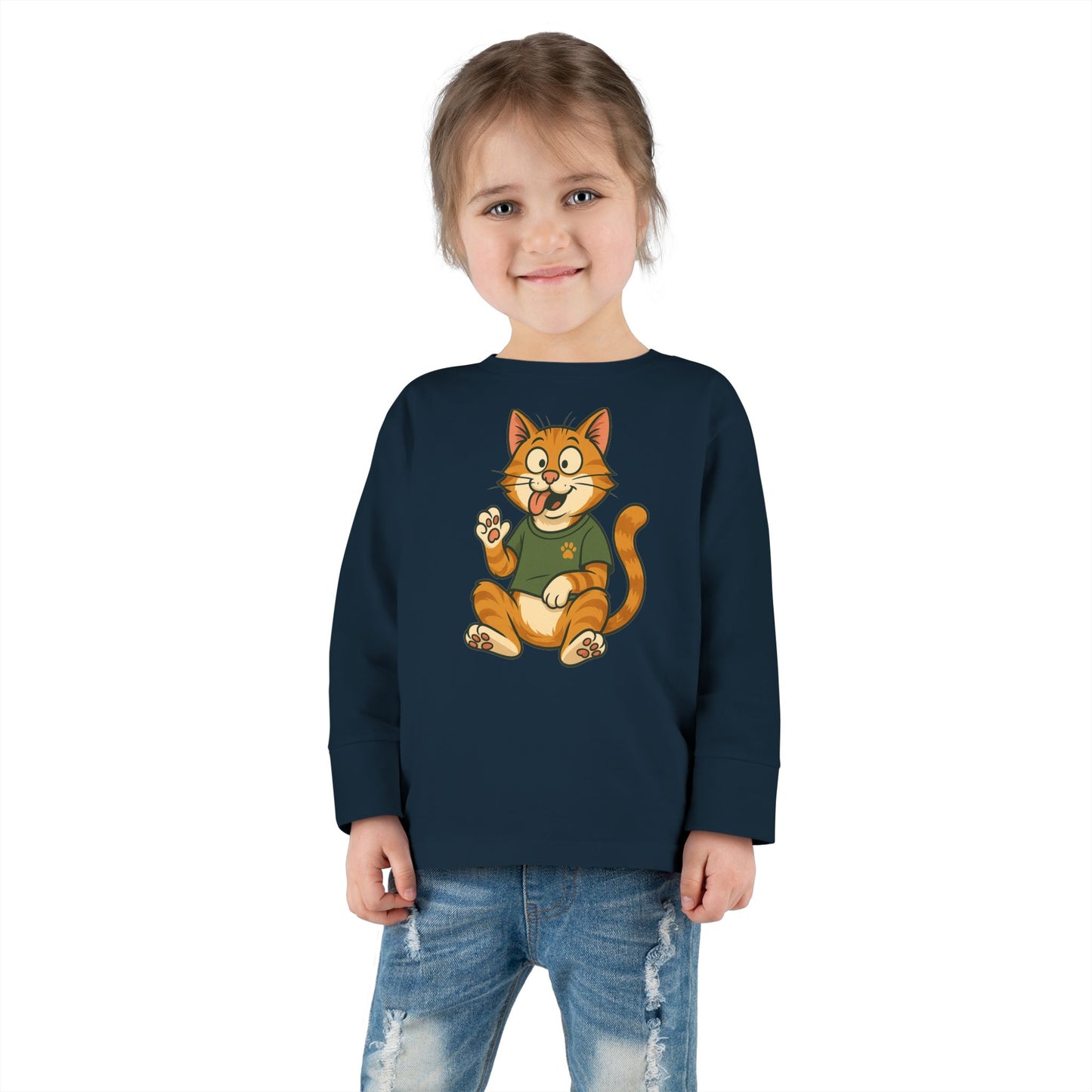 Goofy Cat Toddler Long Sleeve Tee