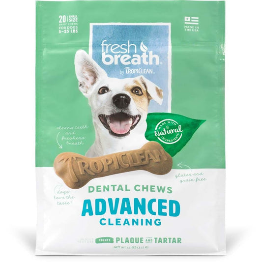TropiClean Fresh Breath Advanced Cleaning Dental Chews for Dogs Original 1ea/11 oz, 20 ct, SMall