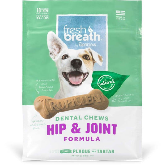 TropiClean Fresh Breath Hip & Joint Dental Chews for Dogs 1ea/11 oz, 10 ct, Regular