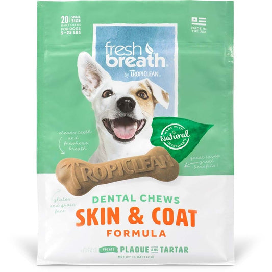 TropiClean Fresh Breath Skin & Coat Dental Chews for Dogs 1ea/11 oz, 20 ct, SMall