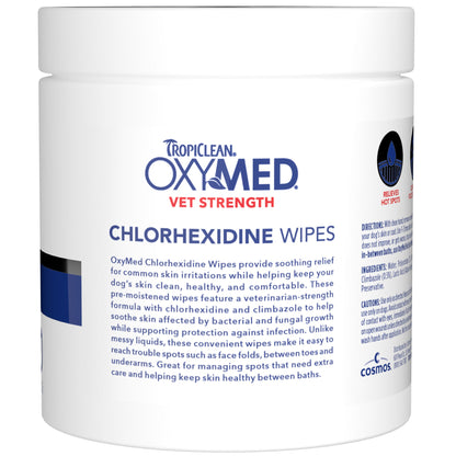 Tropiclean Dog & Cat Oxymed Chlorhexidine Wipes - 100 Count
