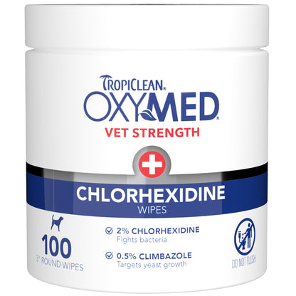 Tropiclean Dog & Cat Oxymed Chlorhexidine Wipes - 100 Count