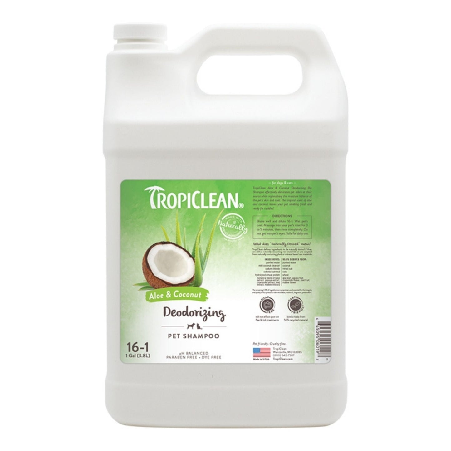 Tropiclean Dog & Cat Aloe & Coconut Deodorizing Shampoo 1 Gal