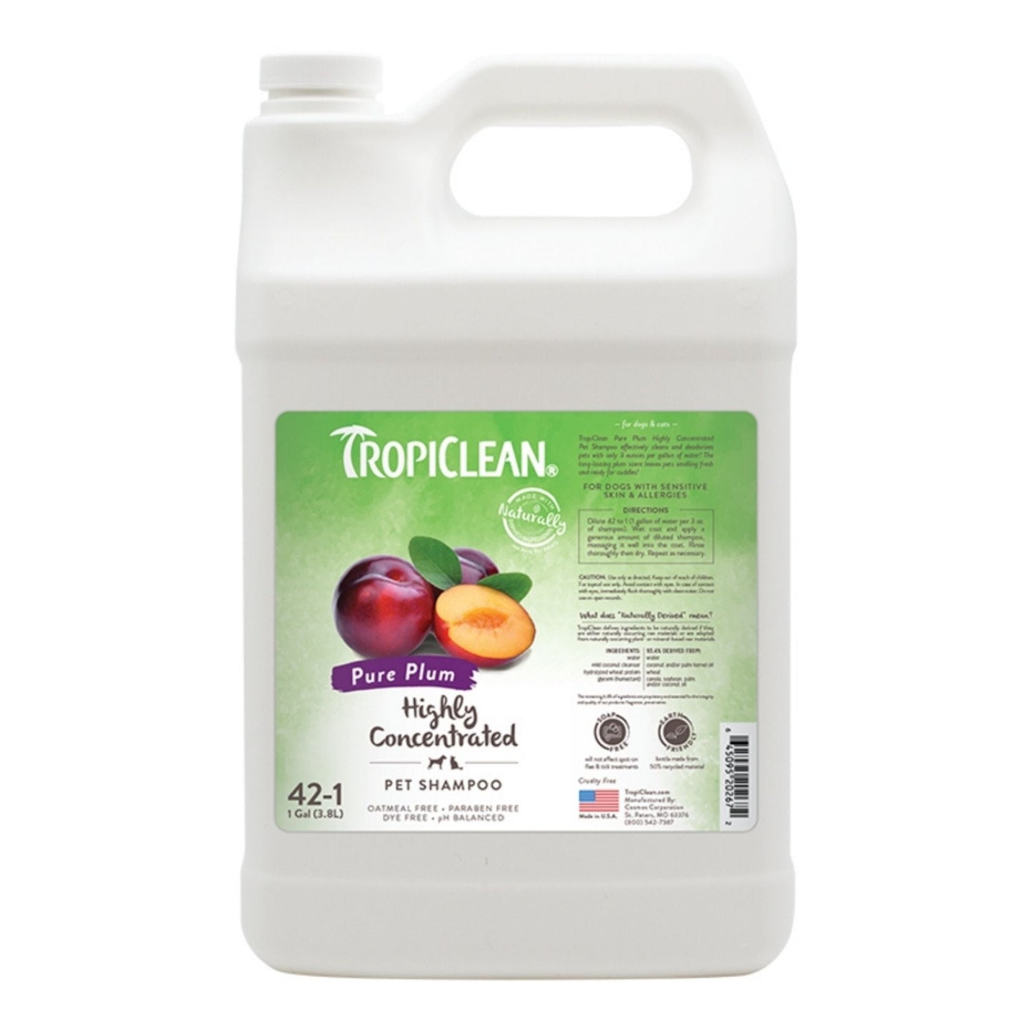 Tropiclean Dog & Cat Pure Plum High Concentrate Shampoo 1 Gal