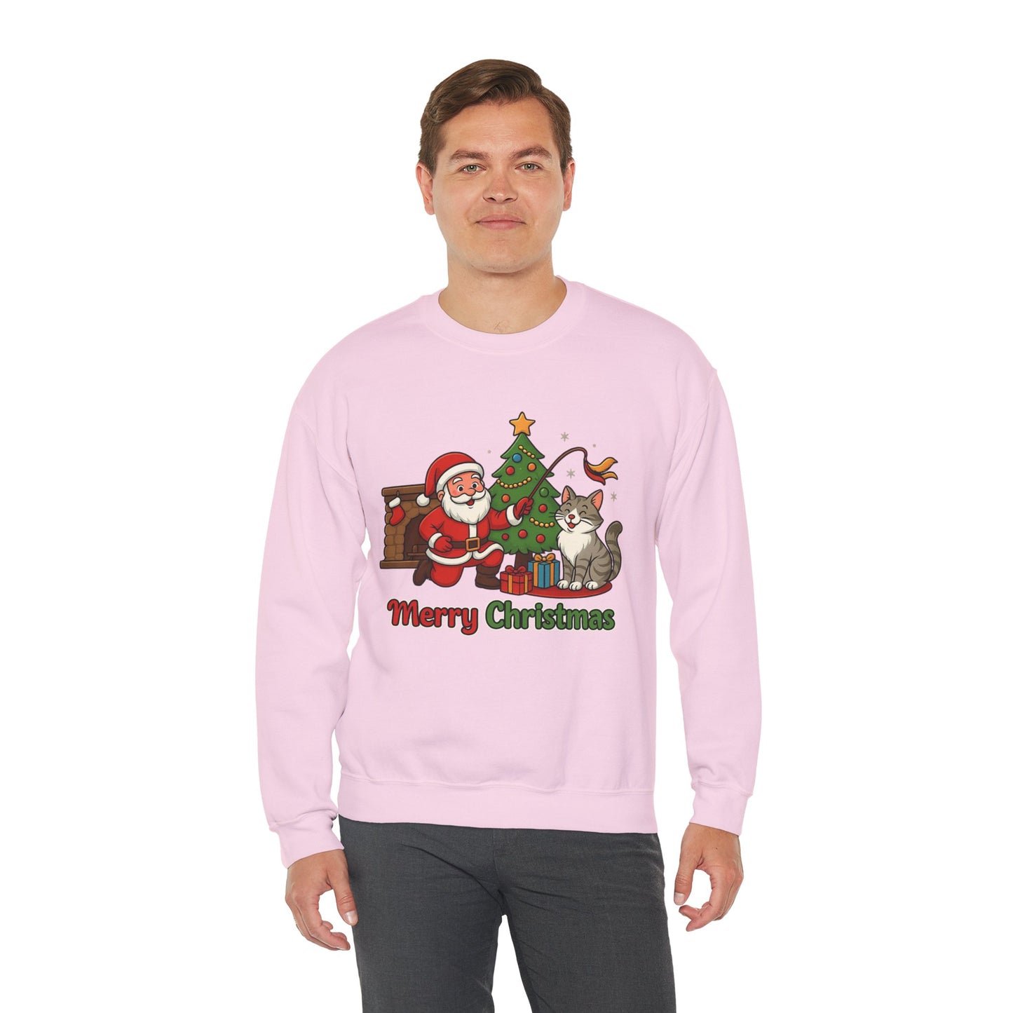 Merry Christmas Santa & Cat Holiday Crewneck