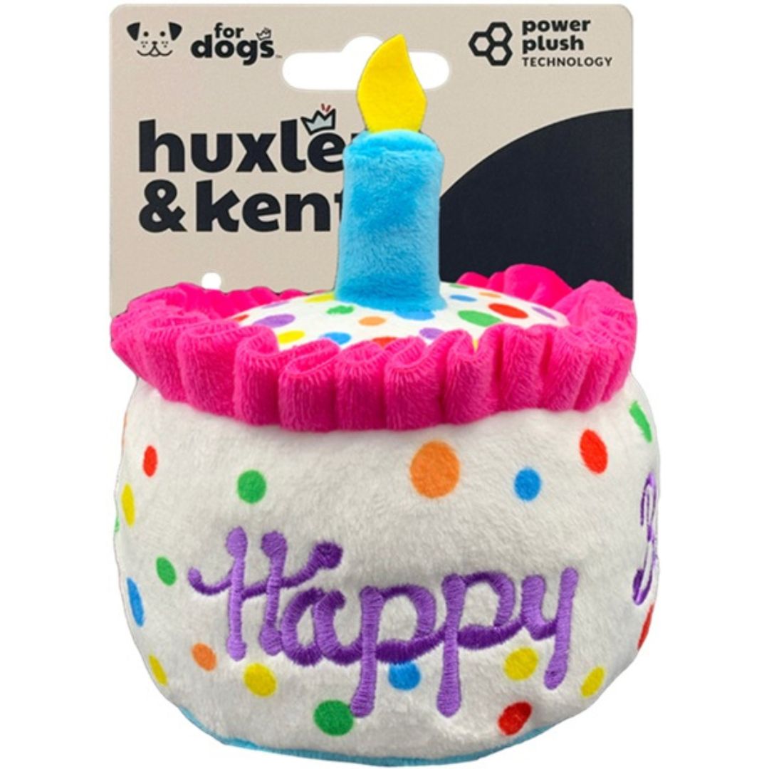 H&K Power Plush Dog Happy Barkday Cake Small Squeak Crinkle