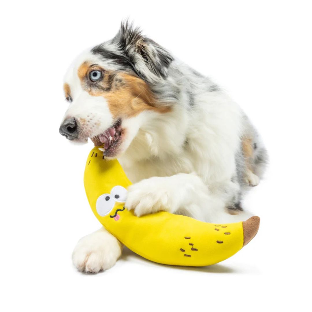 H&K Fetchies D Bruiser Banana Small Plush Squeak Crinkle