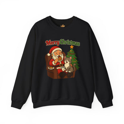 Merry Christmas Santa with Cat Crewneck