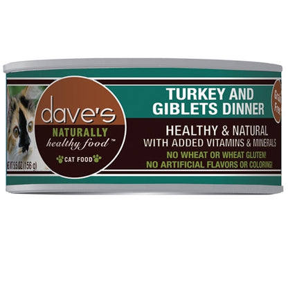 Daves Naturally Healthy Cat Food; Turkey and Giblets Dinner 5.5Oz (Case Of 24)