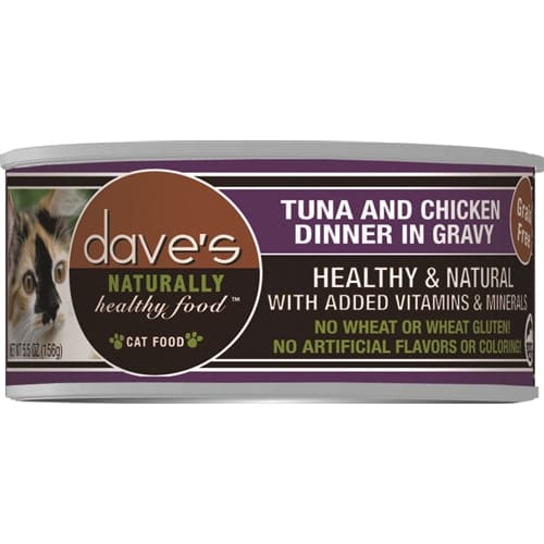 Daves Naturally Healthy Cat Food; Tuna and Chicken Dinner In Gravy 5.5Oz (Case Of 24)