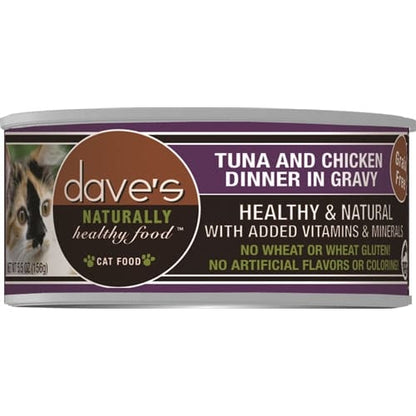 Daves Naturally Healthy Cat Food; Tuna and Chicken Dinner In Gravy 5.5Oz (Case Of 24)