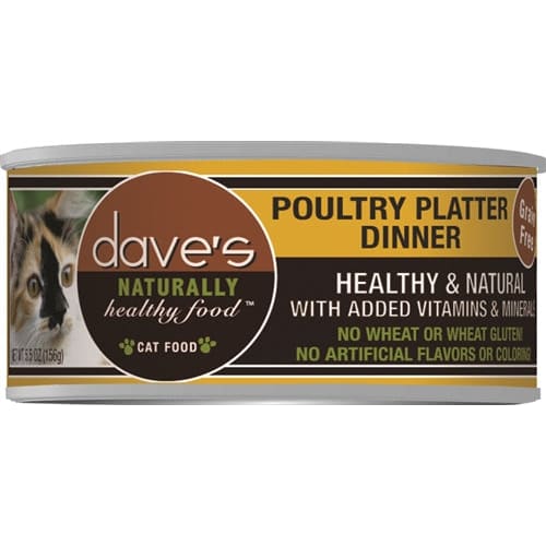 Daves  Naturally Healthy Cat Food, Poultry Platter Dinner 5.5oz. (Case of 24)