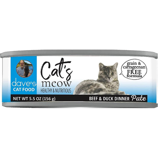 Dave's Pet Food Cat's Meow Beef with Duck Dinner 5.5oz. (Case of 24)