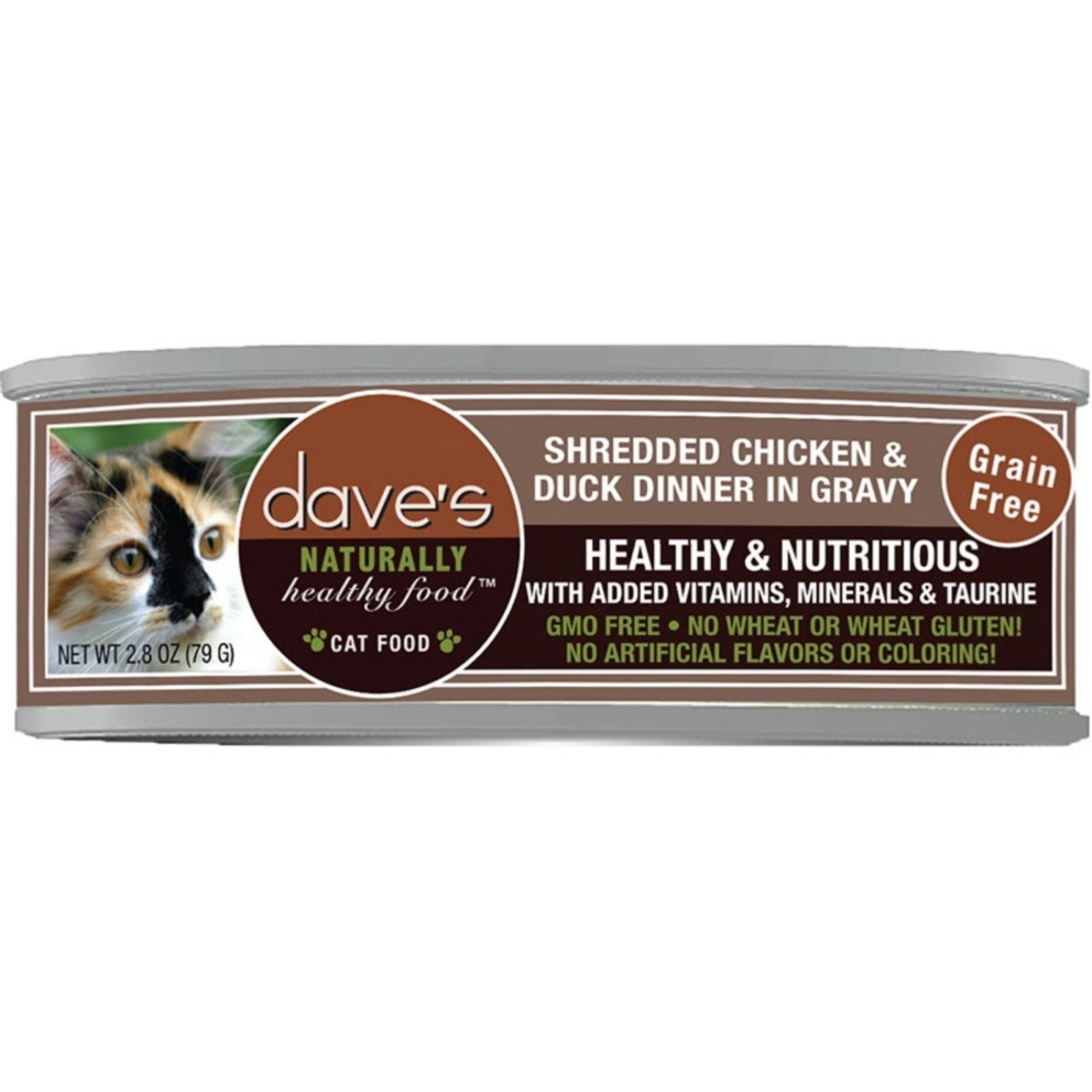 Dave's Pet Food Cat Grain Free Shredded Chicken & Duck In Gravy 2.8oz. (Case of 12)