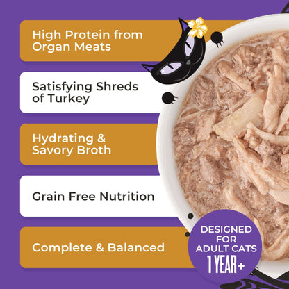 Tiki Pet Cat After Dark Shreds Turkey & Turkey Liver 3oz. (Case of 12)