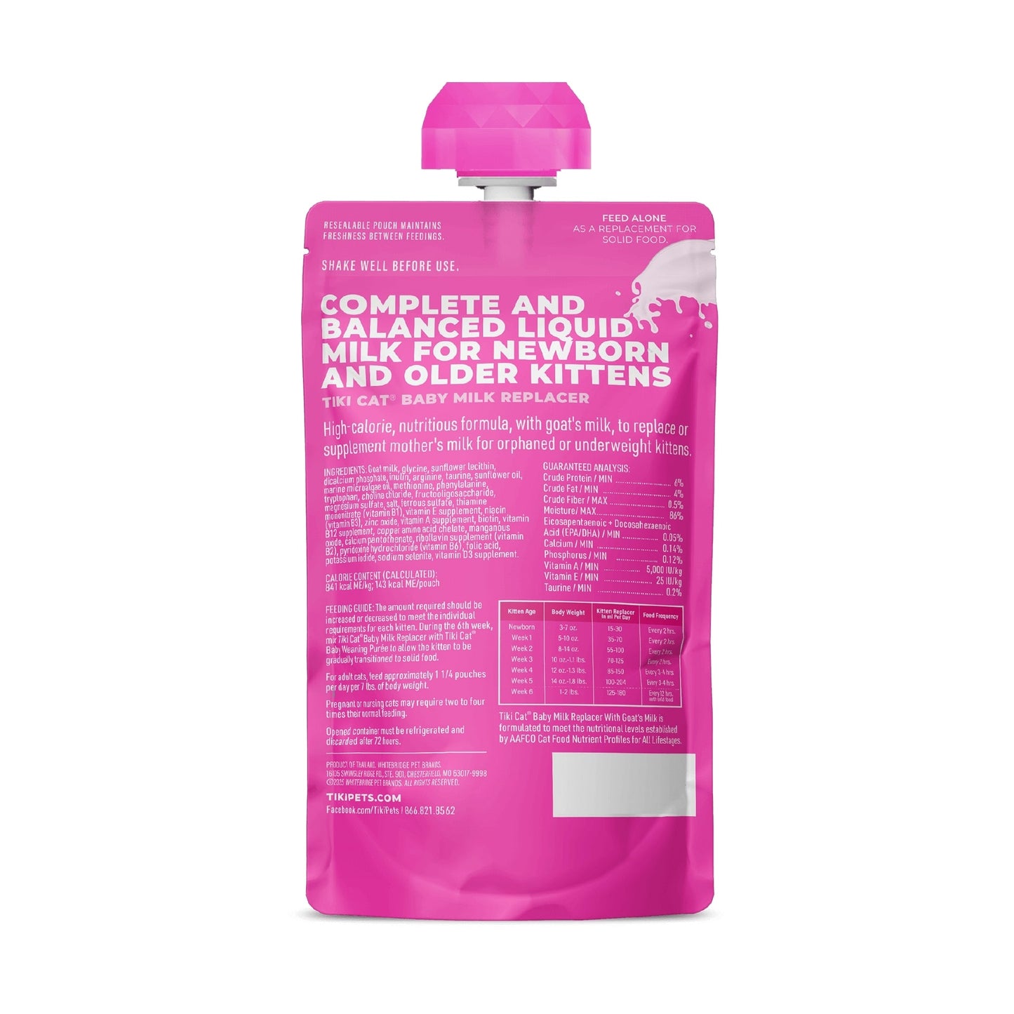 Tiki Pet Cat Milk Replacer Kitten Goat Milk 6oz. (Case of 6)