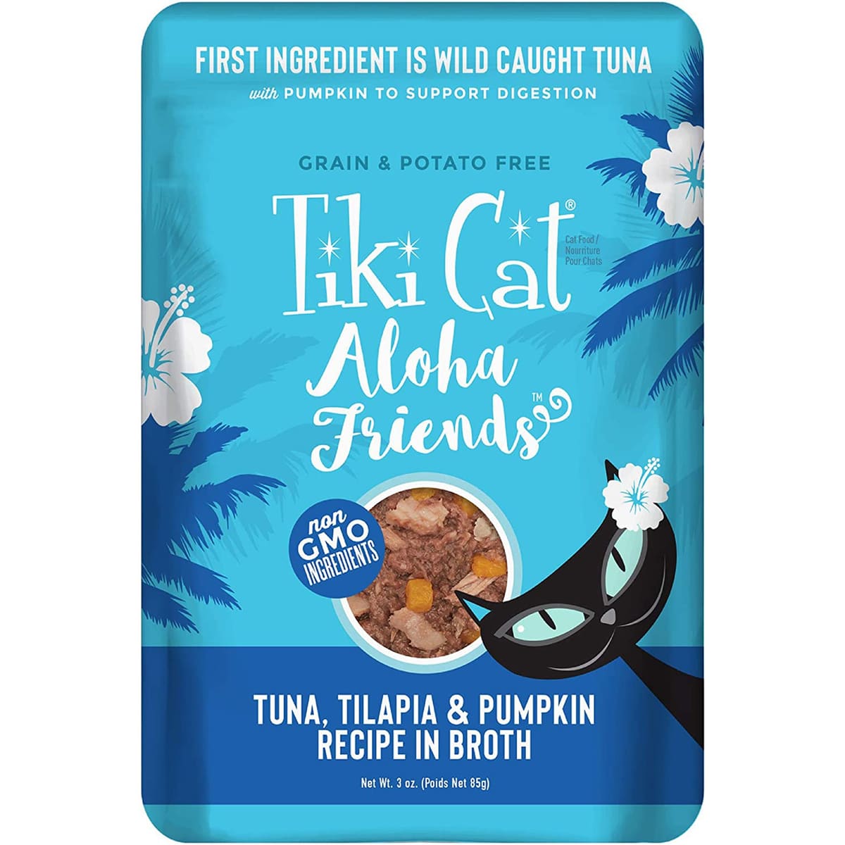 Tiki Pets Cat Aloha Friends Tuna, Tilapia & Pumpkin 3oz. Pouches (Case of 12)