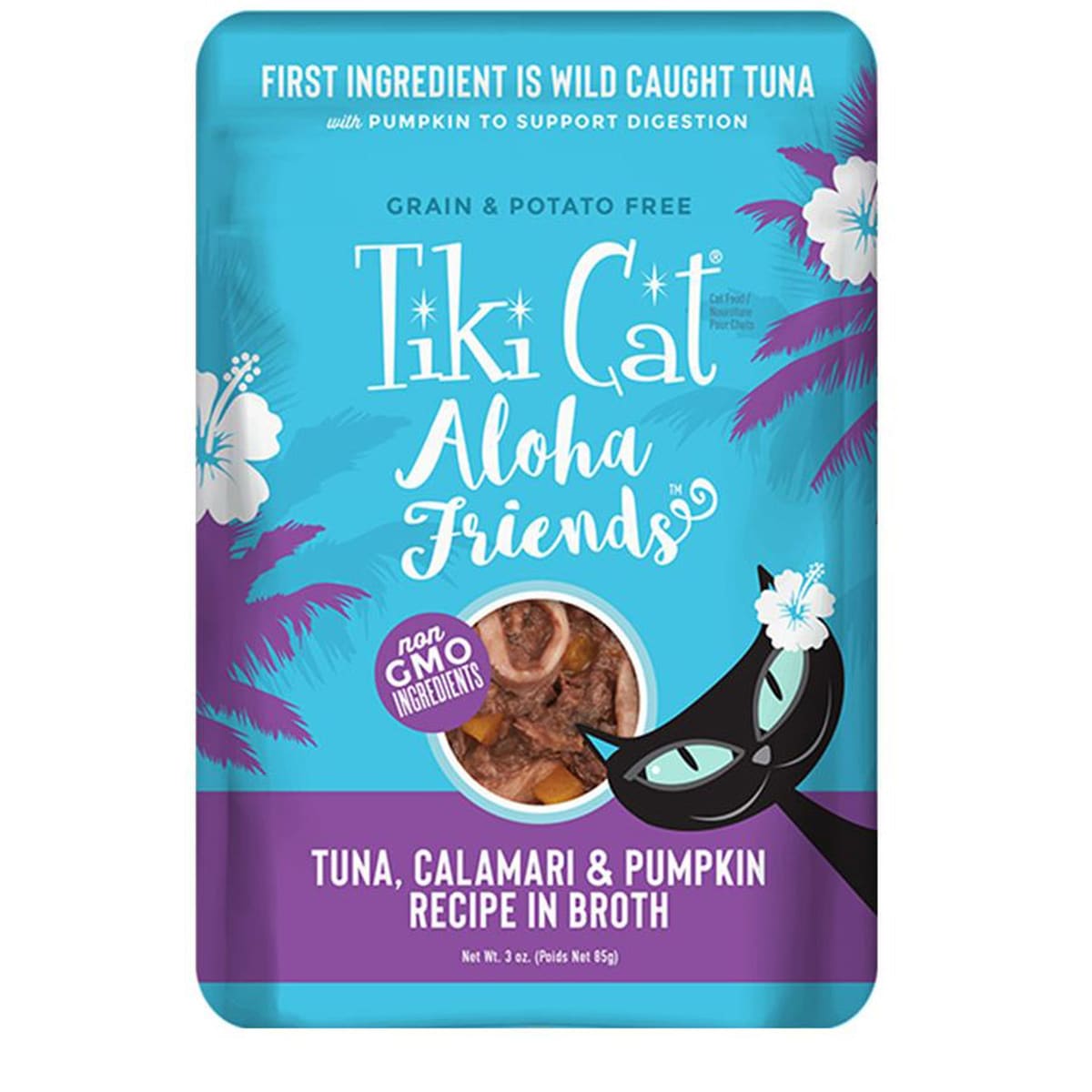 Tiki Pets Cat Aloha Friends Tuna and Calamari 3oz. Pouch (Case of 12)