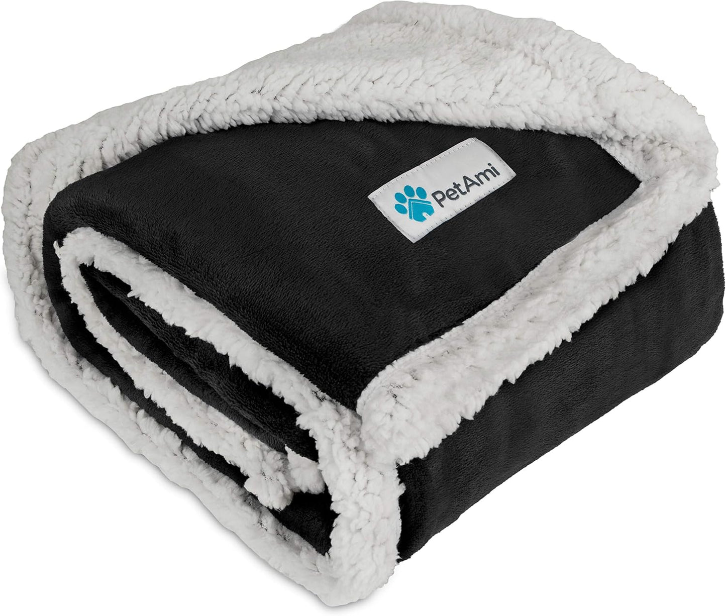 Waterproof Dog Blanket for Queen Bed Large XL Dog Throw for Couch Cover Leakproof Furniture Protection, Sherpa Fleece, Reversible Soft Washable 90X90 Light Gray