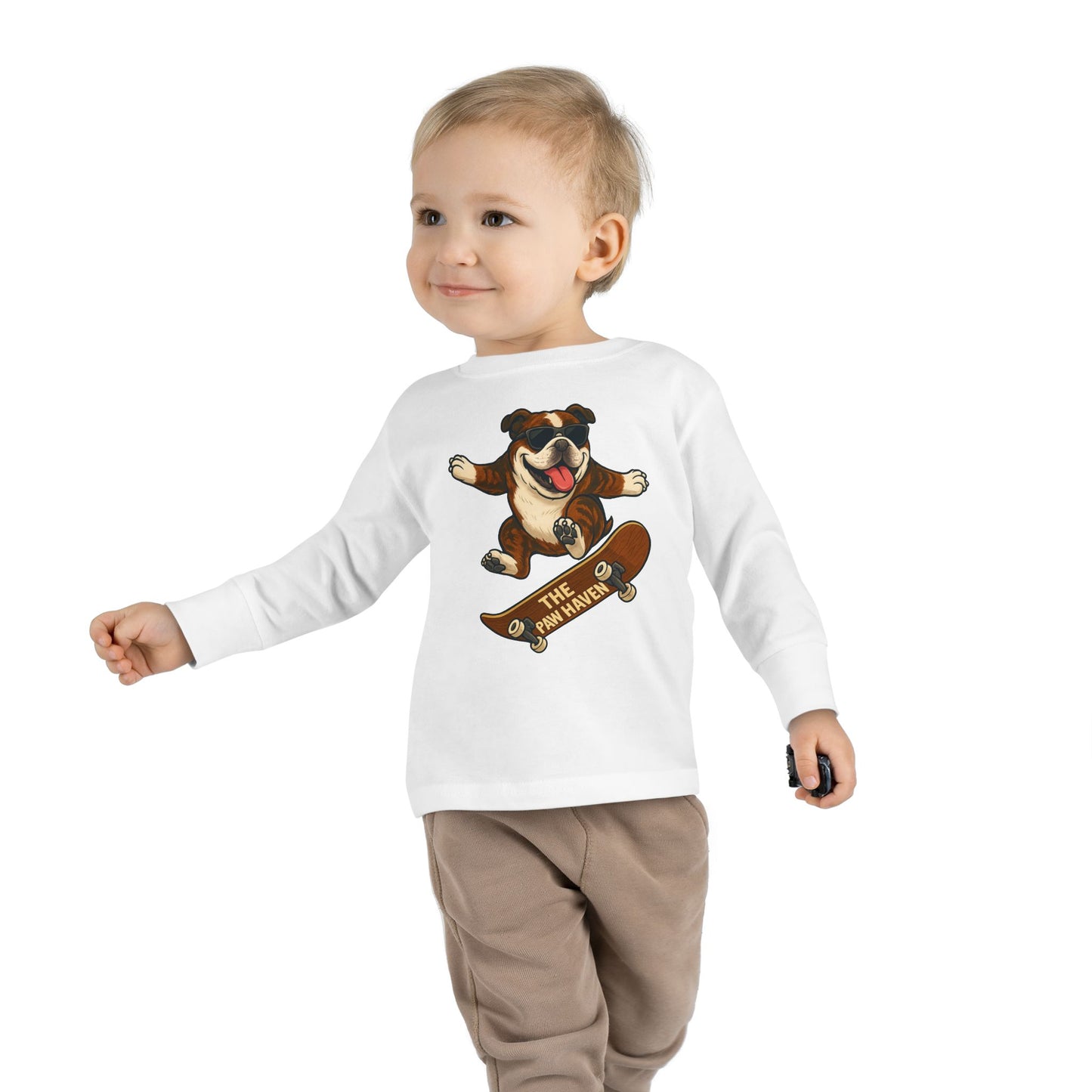 Skateboarding Dog Toddler Long Sleeve Tee