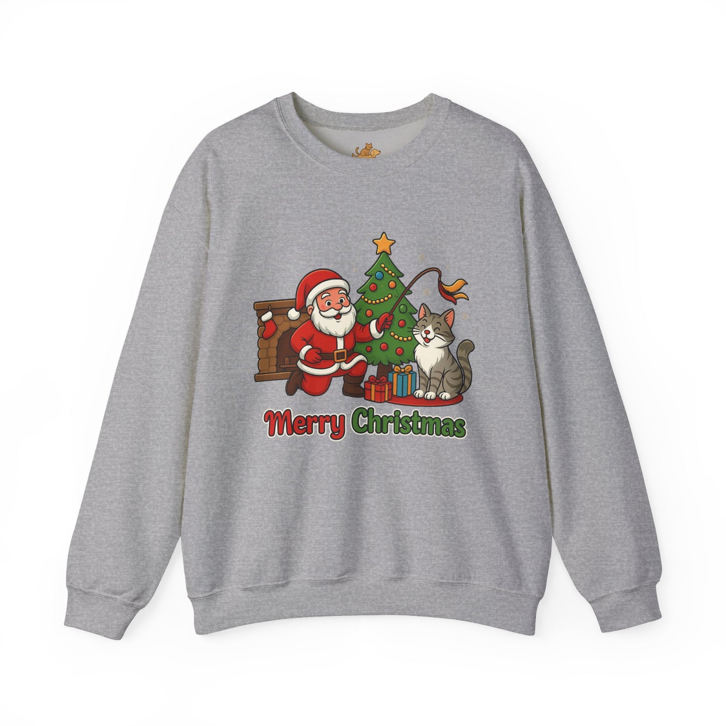 Merry Christmas Santa & Cat Holiday Crewneck