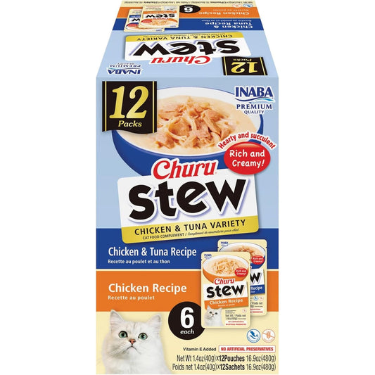 Inaba Churu Stew Variety Pack Chicken/Tuna 16.8oz. 12 Pk