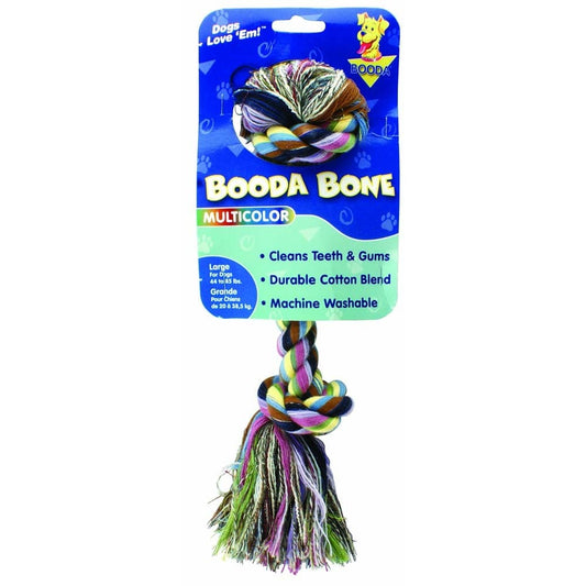 Booda 2-Knot Rope Bone Dog Toy 2 Knots Rope Bone Multi-Color Large