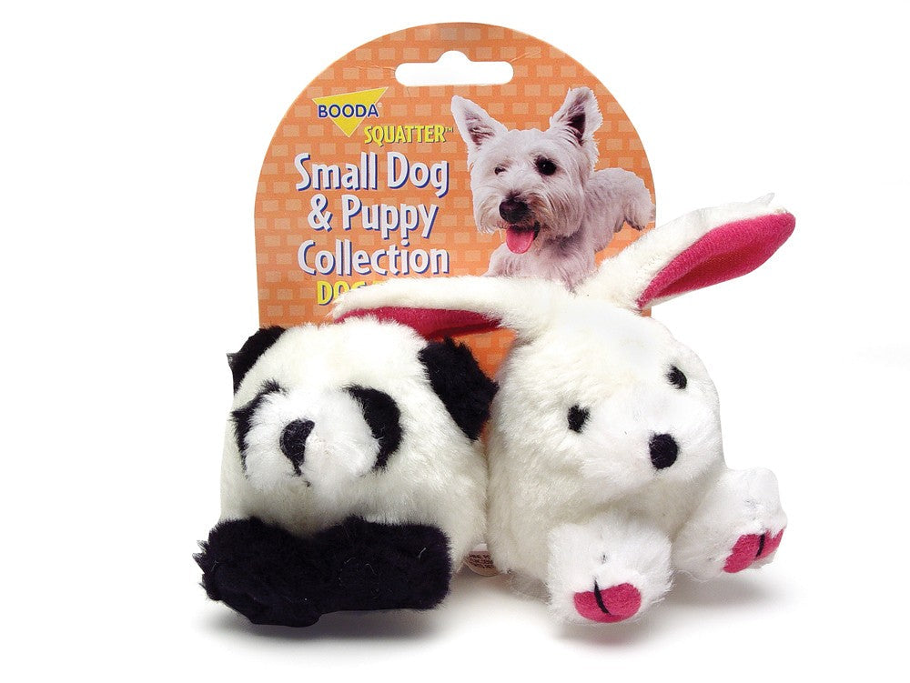 Booda Squatter Panda-Rabbit Small Dog and Puppy Toy Multi-Color Small 2 Pack