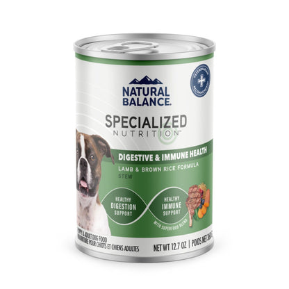 Natural Balance Pet Foods Specialized Digestive & Immune Canned Dog Food Lamb & Brown Rice 12.7oz. (Case of 12)