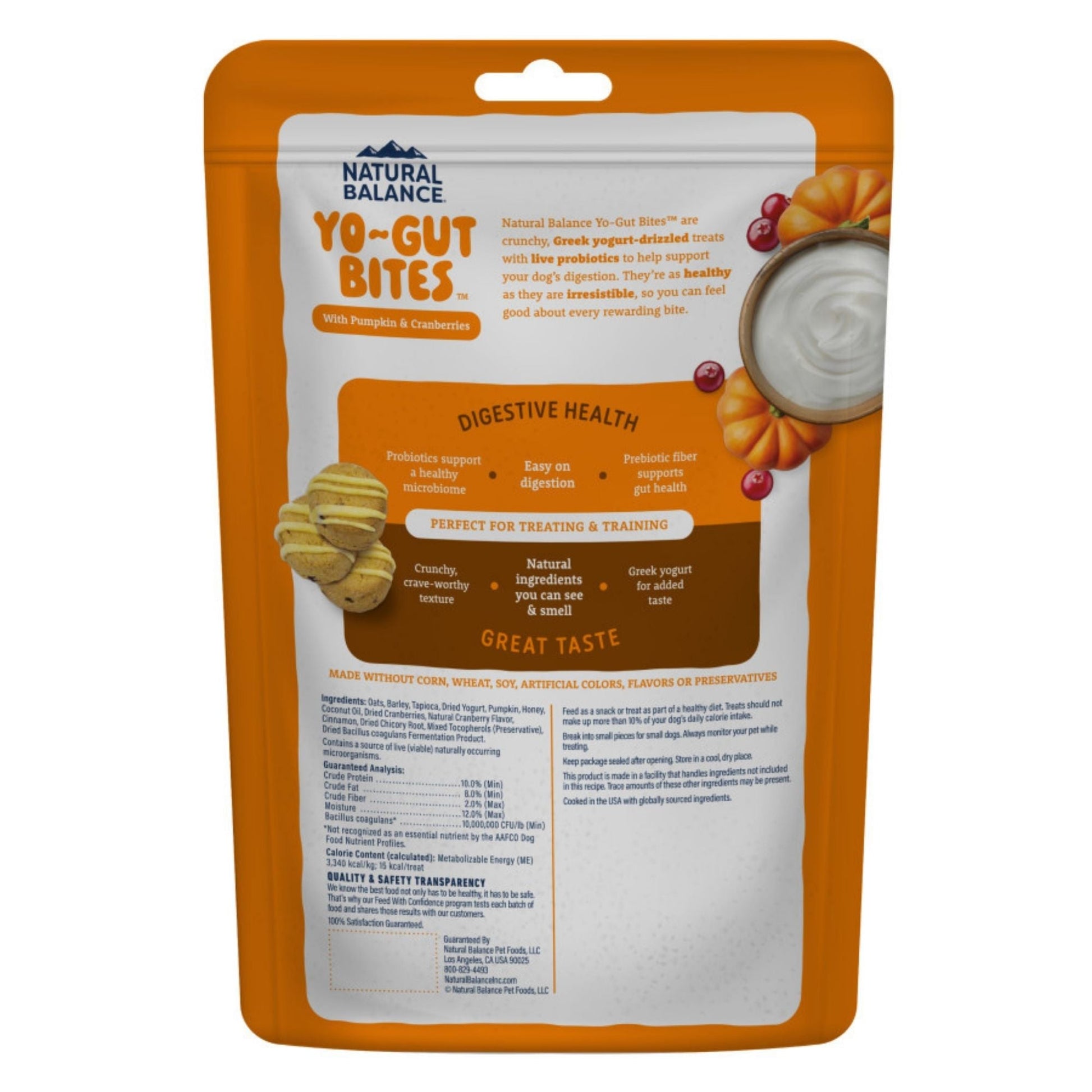 Natural Balance Pet Foods Yo-Gut Bites Dog Treats Pumpkin & Cranberries, 1ea/4.5oz.