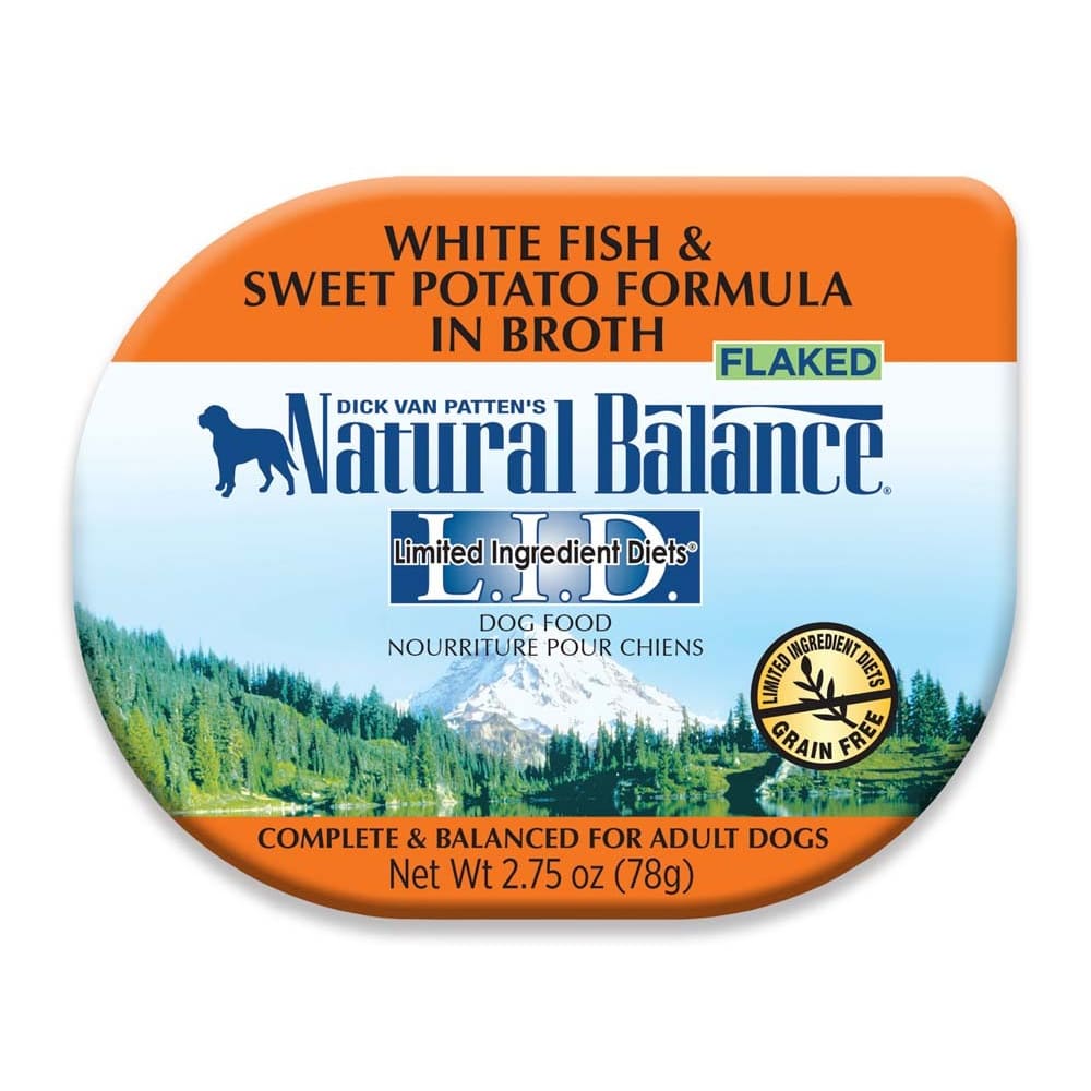 Natural Balance Pet Foods L.I.D White Fish and Sweet Potato in Broth Dog Food 2.75 oz 24 Pack