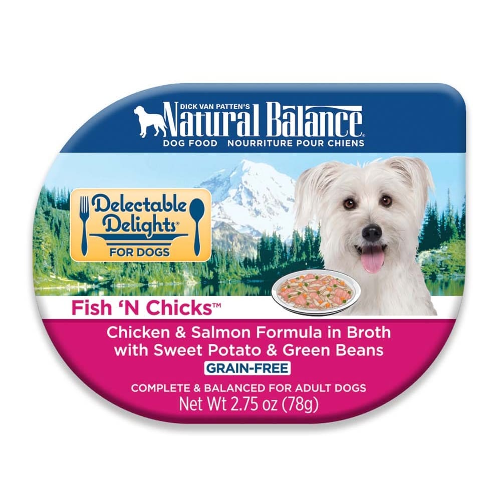 Natural Balance Pet Foods Delectable Delights Fish N Chicks in Broth Dog Food 2.75 oz 24 Pack