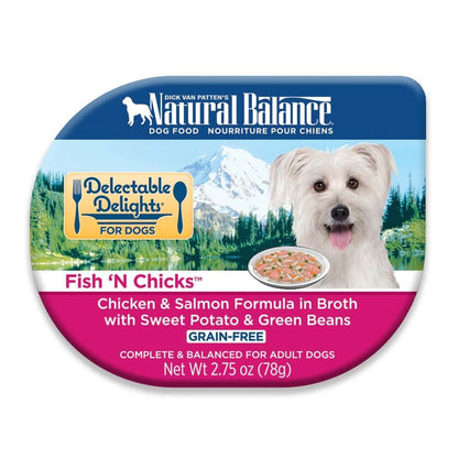 Natural Balance Pet Foods Delectable Delights Fish N Chicks in Broth Dog Food 2.75 oz 24 Pack