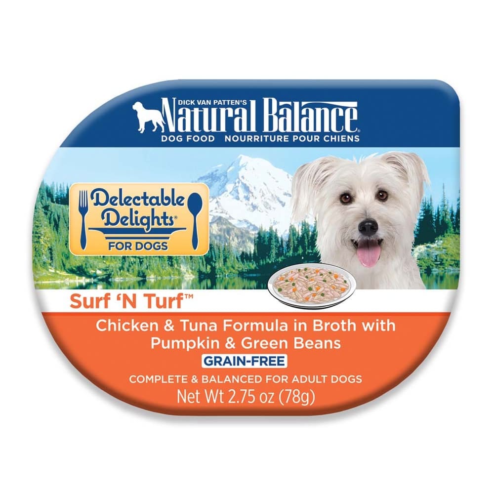 Natural Balance Pet Foods Delectable Delights Surf N Turf in Broth Dog Food 2.75 oz 24 Pack