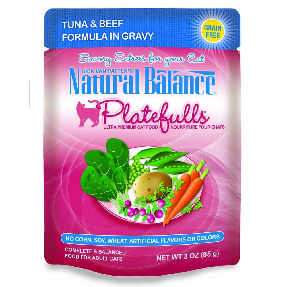Natural Balance Pet Foods Ultra Platefulls Morsels in Gravy Wet Cat Food Tuna & Beef in Gravy 24ea/3 oz