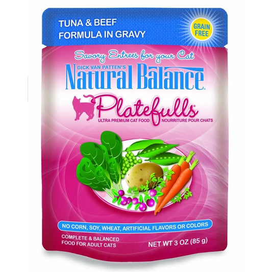 Natural Balance Pet Foods Ultra Platefulls Morsels in Gravy Wet Cat Food Tuna & Beef in Gravy 24ea/3 oz