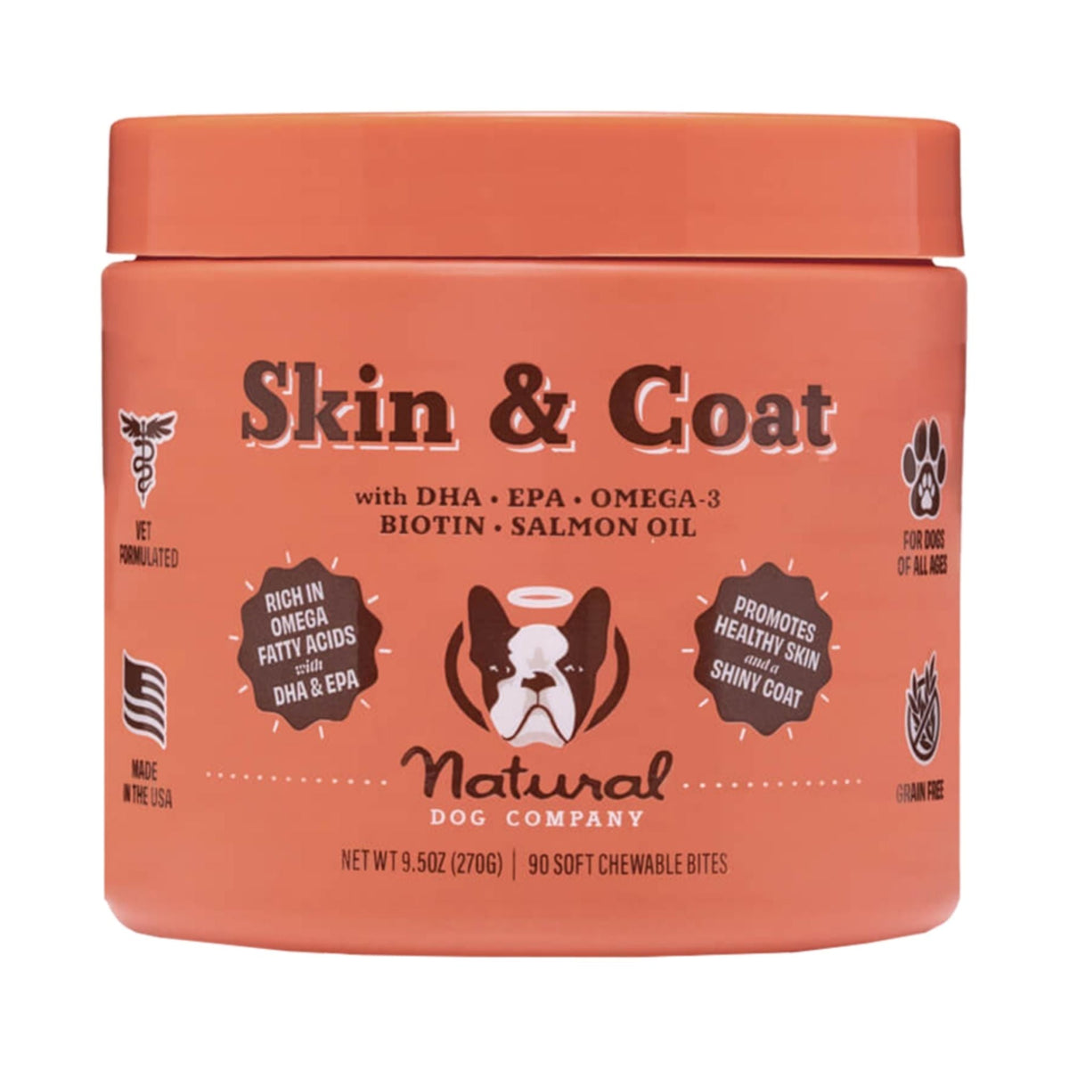Natural Dog Company Dog Skin & Coat Supplement Chews - 90 Count