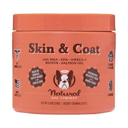 Natural Dog Company Dog Skin & Coat Supplement Chews - 90 Count